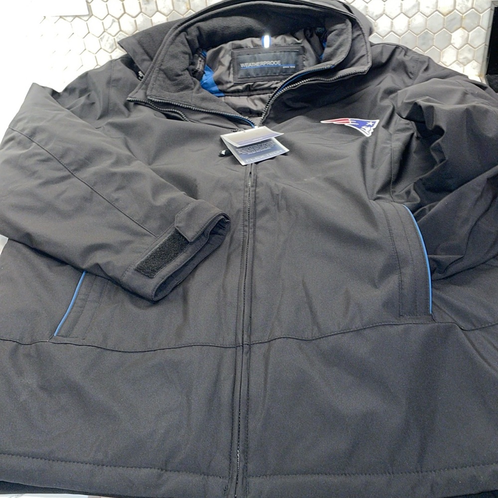 Weatherproof Flex Tech Hooded Jacket Patriots NFL Black Water Resistant  XL